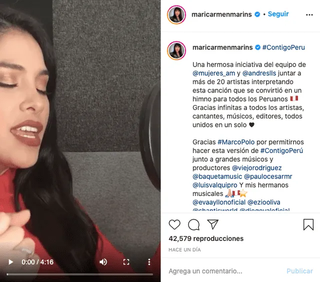 Maricarmen Marín en Instagram