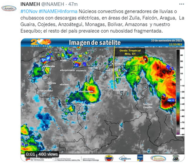 ¿Cuál es el último pronóstico para Venezuela hoy, de acuerdo al Inameh?