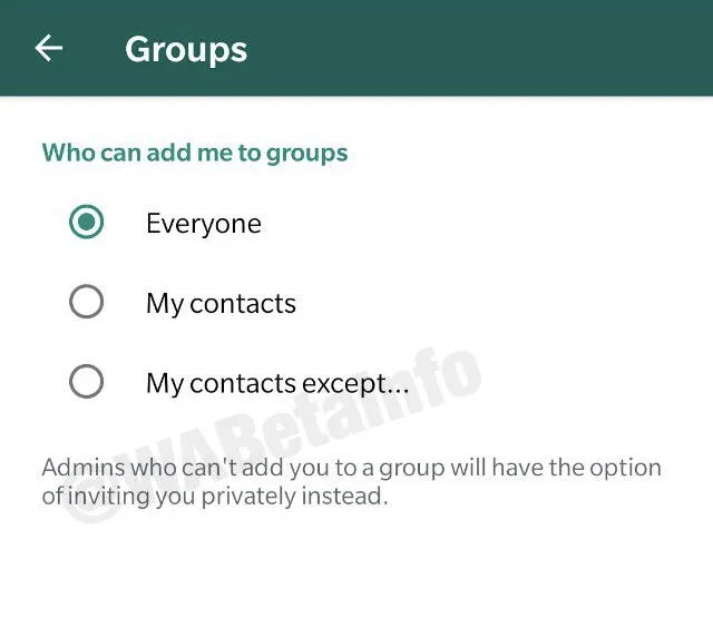 Nueva configuración de privacidad grupal de WhatsApp.