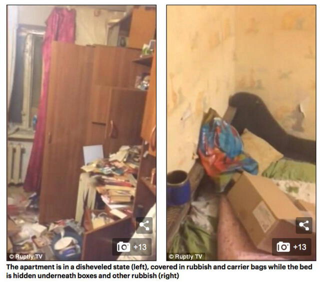 Imágenes de la vivienda de los Baksheeva tras la intervención policial. Foto: Ruptly TV Imágenes de la vivienda de los Baksheeva tras la intervención policial. Foto: Ruptly TV