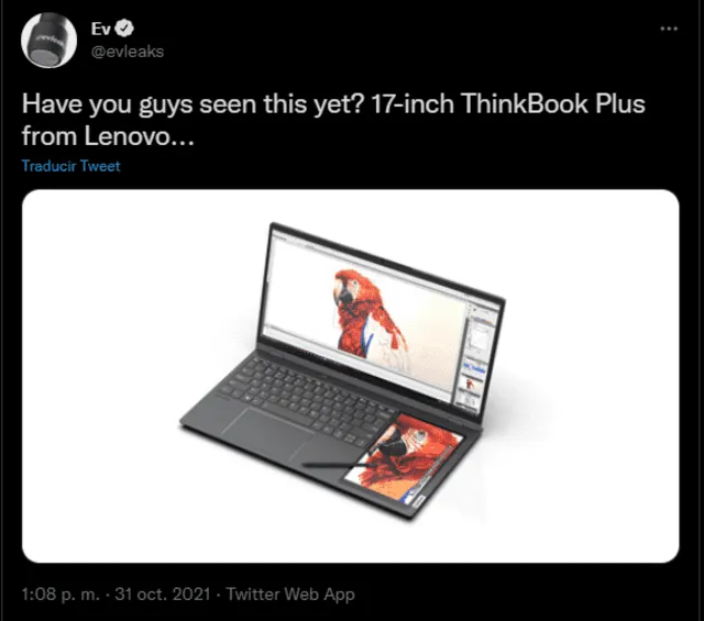 Lenovo ThinkBook Plus: la nueva laptop tendría una laptop insertada en el teclado