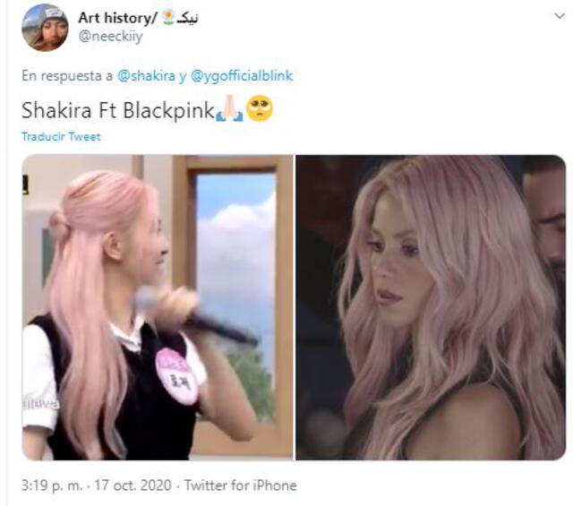 Shakira saluda a Rosé de BLACKPINK. Foto: captura Twitter.