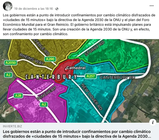 Publicación viral sobre supuestas restricciones de tránsito en Canterbury. Foto: captura LR/Facebook.