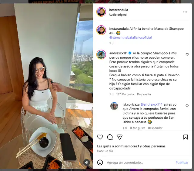 André Castañeda opinó sobre la polémica del shampoo de casi de S/500 que Batallanos pidió a su entonces pareja, Álvaro Rob. Foto: Instagram. André Castañeda opinó sobre la polémica del shampoo de casi de S/500 que Batallanos pidió a su entonces pareja, Álvaro Rob. Foto: Instagram.