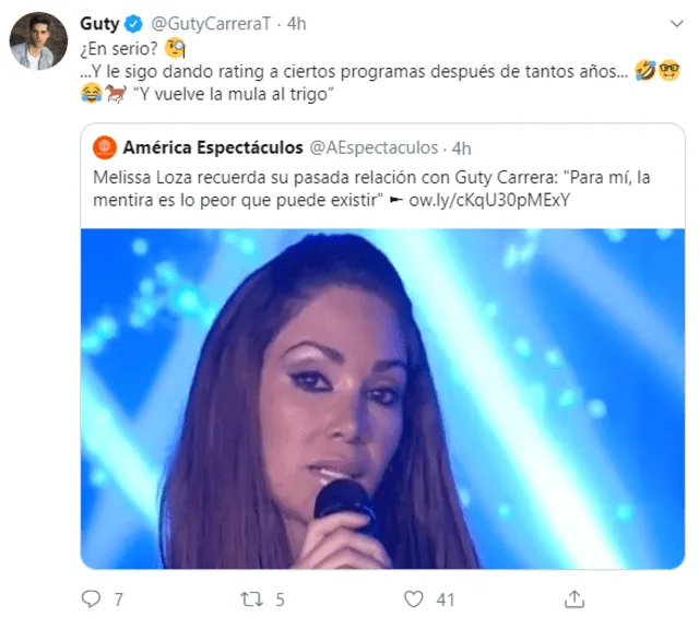 Guty Carrera responde a Melissa Loza
