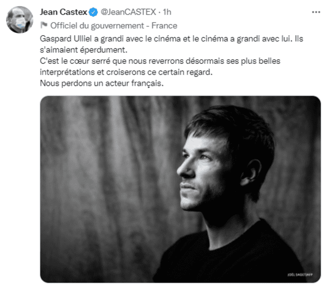Primer ministro de Francia Jean Castex se despide de Gaspard Ulliel. Foto: Jean Castex/Twitter.