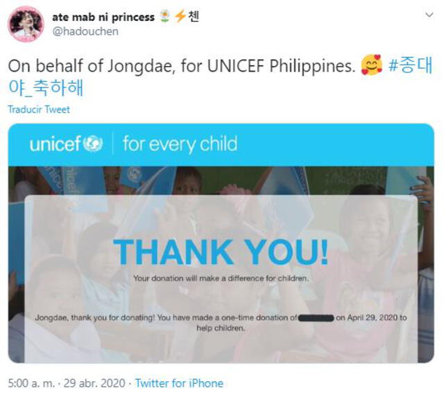 Donaciones de EXO-L a Unicef