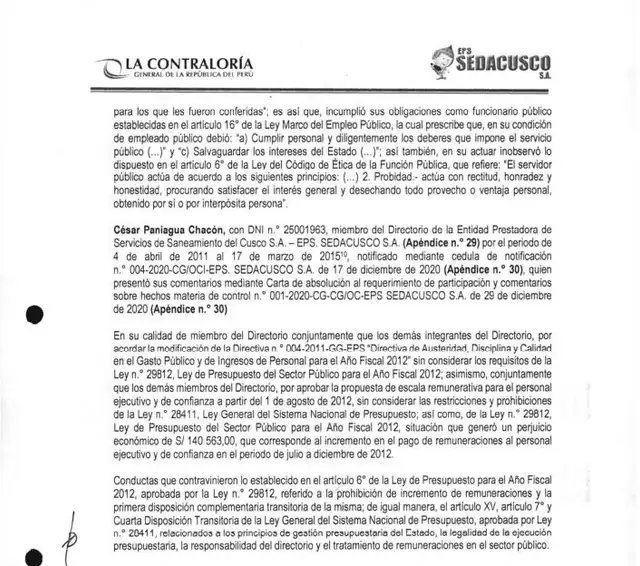 Informe de la Contraloría