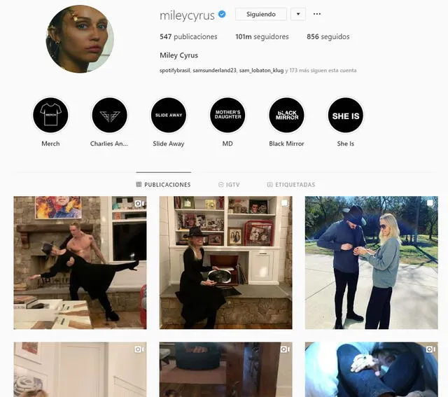 Miley Cyrus en Instagram