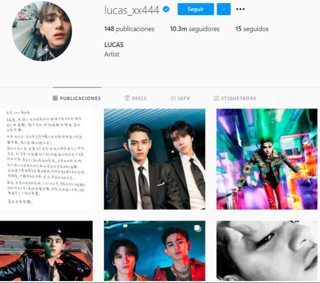 Lucas presentó su perfil oficial de Instagram el 4 de octubre del 2019. Foto: captura