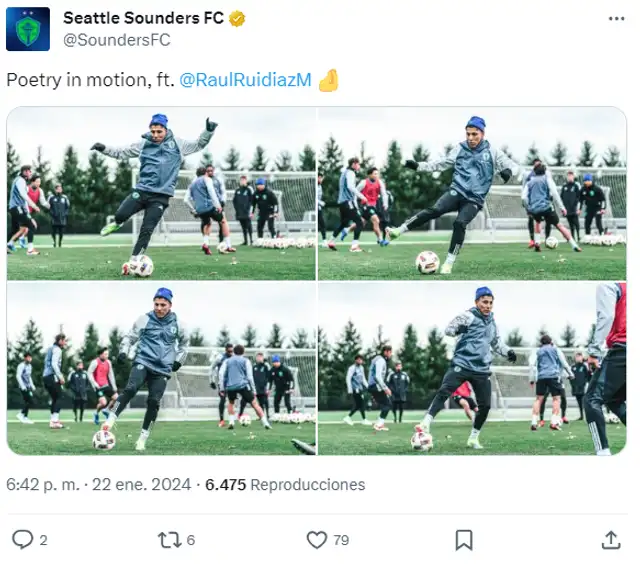 Ruidíaz en los entrenamientos con Seattle Sounders. Foto: X/Seattle Sounders   