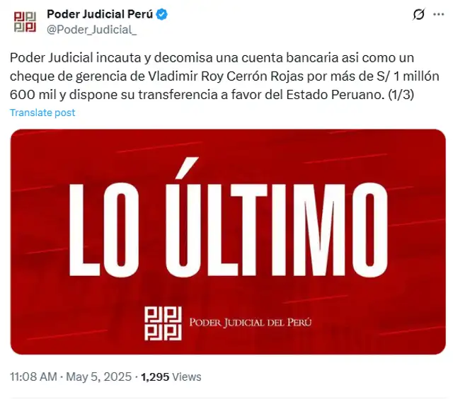  Poder Judicial informó la medida a través de sus redes sociales.   