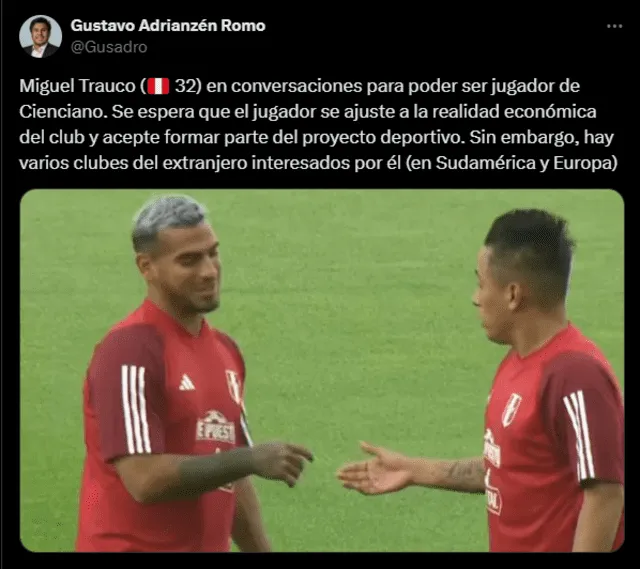  Miguel Trauco y Christian Cueva fueron compañeros en la selección peruana. Foto: captura de X/Gustavo Adrianzén   