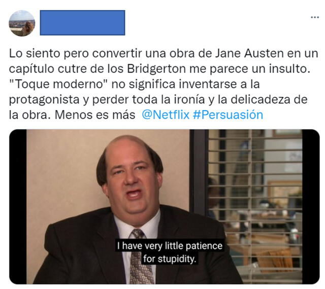 Usuarios de Twitter reaccionan a la adaptación de Netflix de “Persuasión”