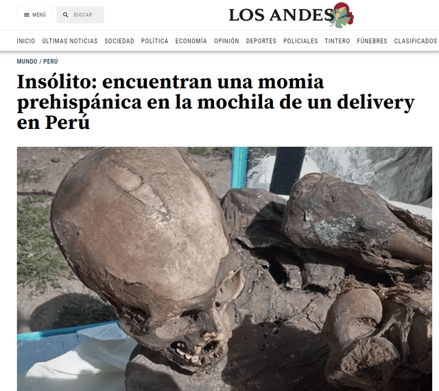  El medio argentino Los Andes señaló que el hallazgo era “insólito”. Foto: Los Andes/captura  