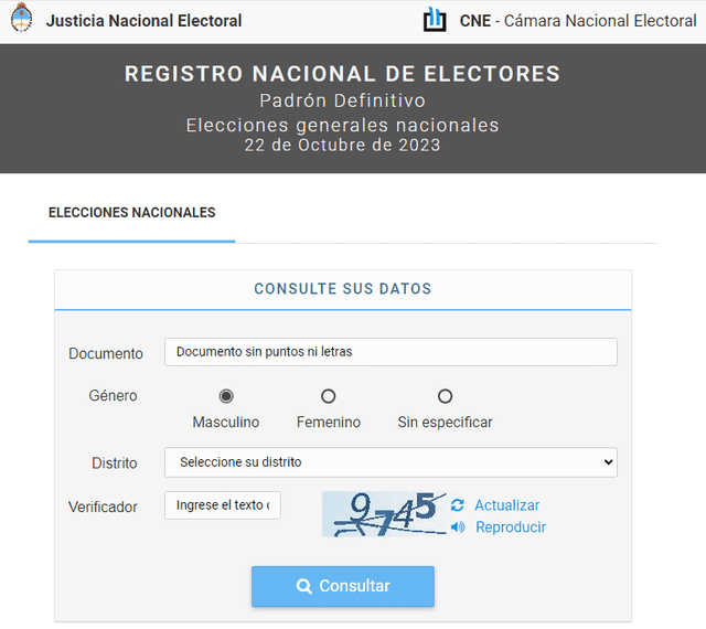 Elecciones Argentina 2023 | Dónde VOTO: como consultar el padrón electoral para las elecciones en Argentina este domingo 22 de octubre | elecciones presidenciales Argentina 2023 | cómo votar en Argentina | LINK del CNE | CNE