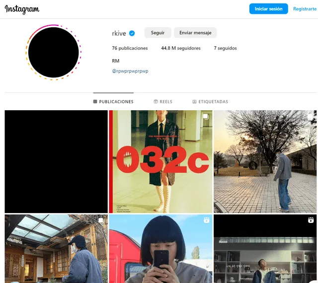  Perfil oficial en Instagram del cantante Kim Namjoon. Foto: captura de Instagram   