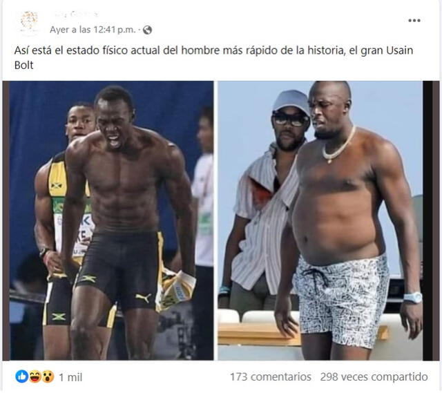 <em> Desinformación sobre Usain Bolt. Foto: captura de Facebook</em>   