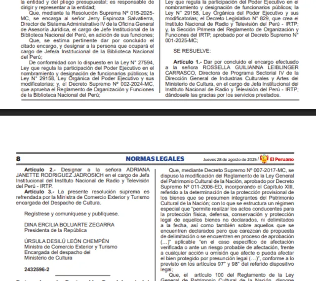  Nombramiento oficial en el diario El Peruano   