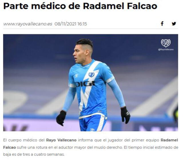 Radamel Falcao sufre rotura y será baja con Colombia en la fecha doble de noviembre por eliminatorias sudamericanas