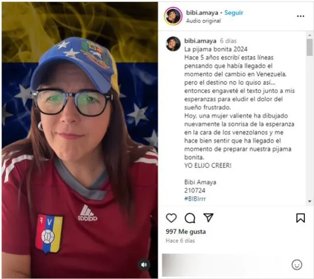  Una versión con mayor duración del video fue publicado el 21 de julio de este año. Foto: captura en Instagram / Bibi Amaya.&nbsp;<br><br>    