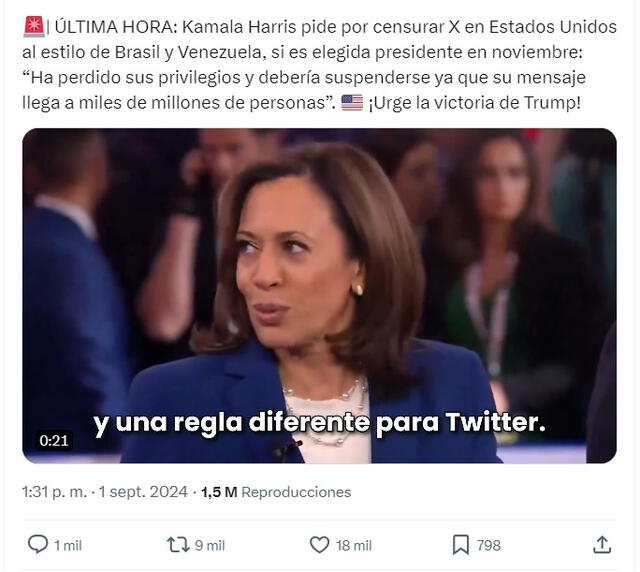 <em> Video viral sobre Kamala Harris. Foto: captura de X</em>   