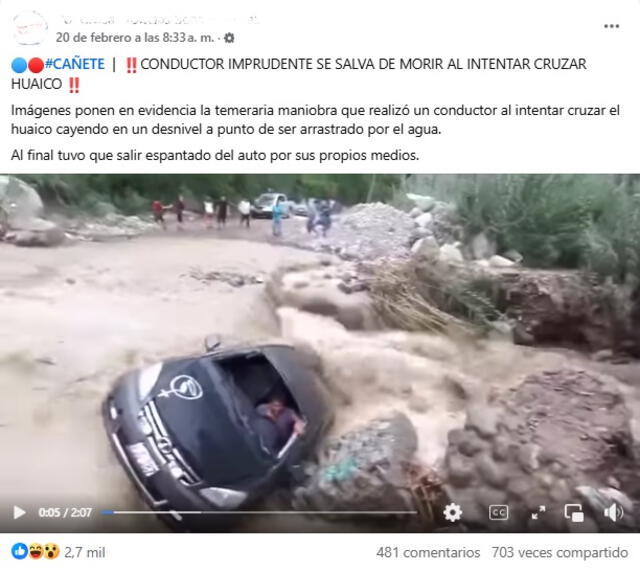 <em>Desinformación sobre la actual temporada de lluvias en Perú. Foto: captura de Facebook</em>   