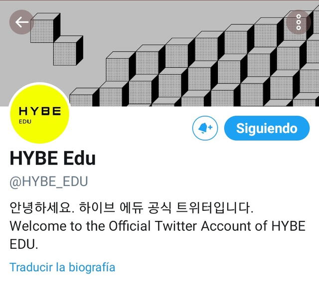 Página principal de HYBE Edu. Foto: Twitter