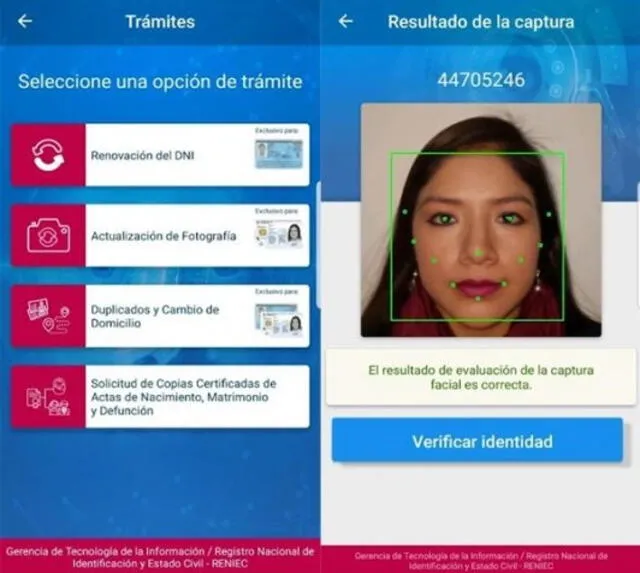 Conoce cómo tomar de manera correcta una foto de DNI por la app Biofacial / Foto: Reniec   