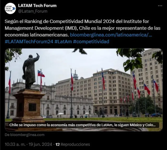 Chile es la economía más competitiva en América Latina. Foto: Twitter LATAM Tech Forum.    