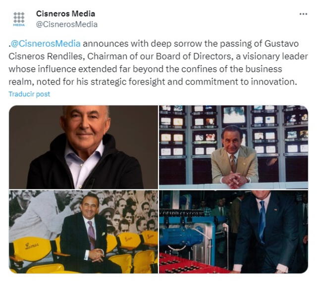Mensaje de la empresa Cisneros Media. Foto: X   