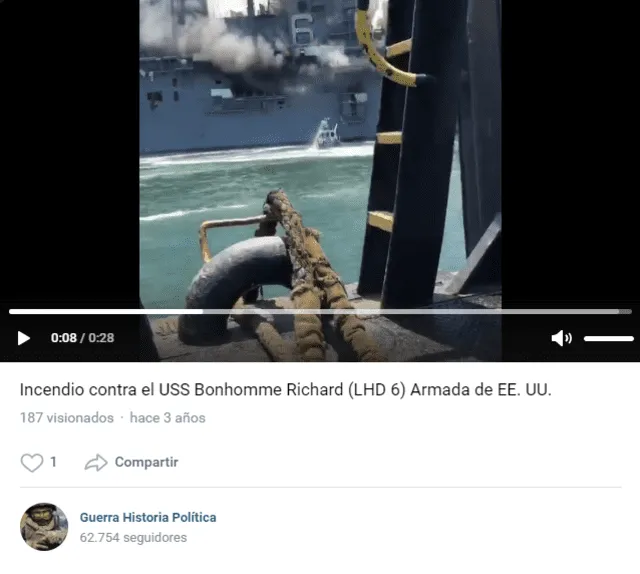 Video no está relacionado con ningún ataque reciente en el Mar Rojo: se publicó hace tres años. Foto: captura en VK / Guerra Historia Política.   