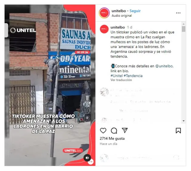 <em> Publicación de Unitel al respecto. Foto: captura de Instagram</em>   