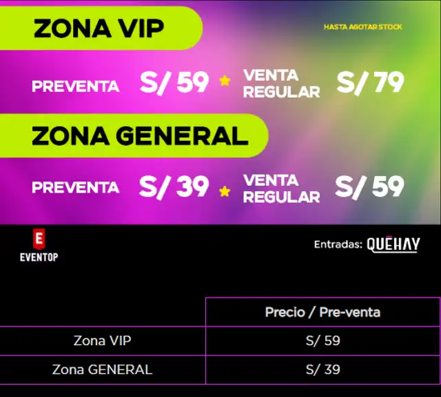  Precios del concierto con Armonía 10, Hermanos Yaipén y 'El Lobo'. Foto: captura web   