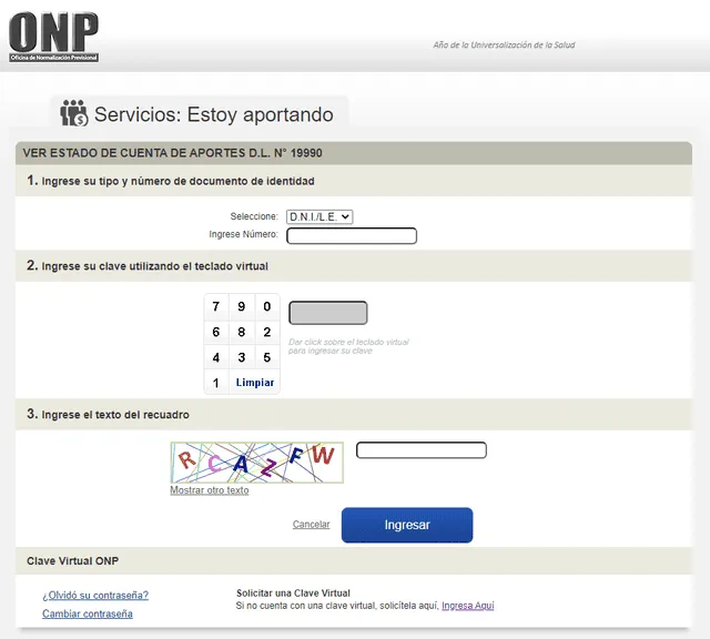 Plataforma de la ONP. (Foto: Captura ONP)