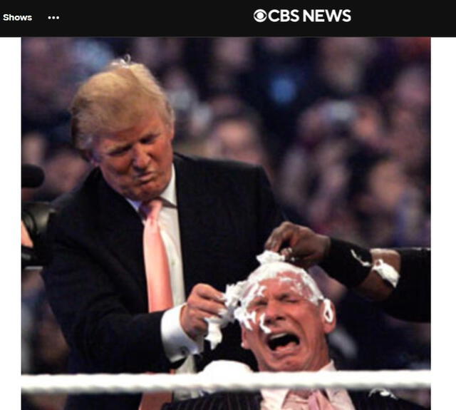  Donald Trump rasura la cabeza de Vince McMahon en 2007. Foto: AP / Carlos Osorio<br><br>    