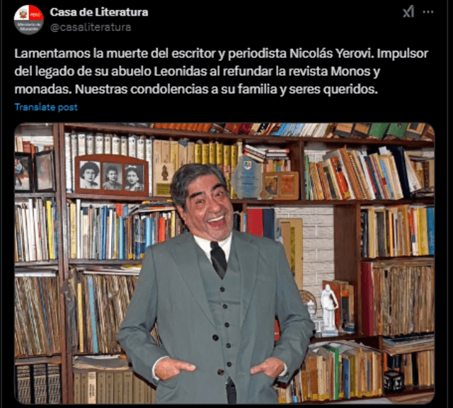  Falleció el escritor y periodista Nicolás Yerovi.   