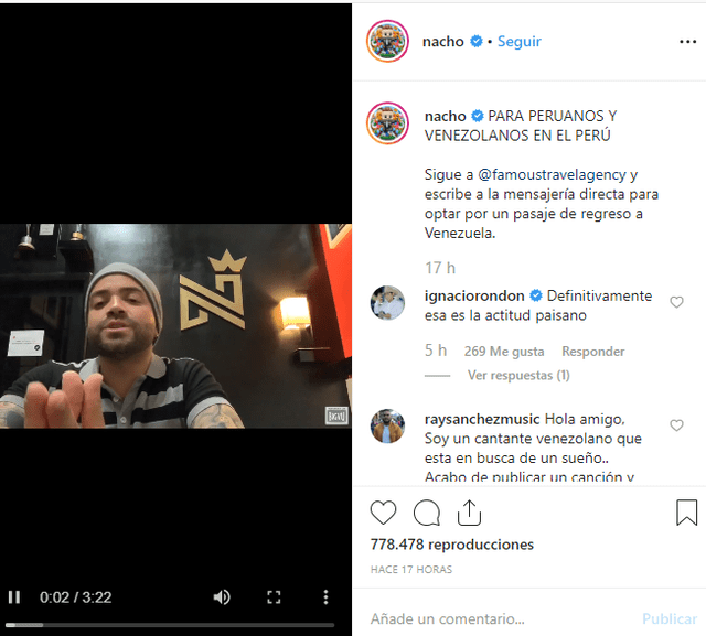 Nacho en Instagram