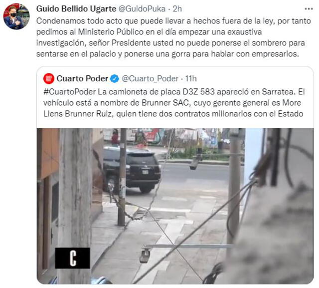 Guido Bellido se pronunció sobre las imágenes donde se ve al mandatario sosteniendo reuniones en la vivienda de Breña. Foto: Captura Twitter