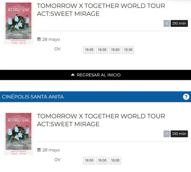 Funciones de TXT. Foto: captura Cinépolis Perú.   