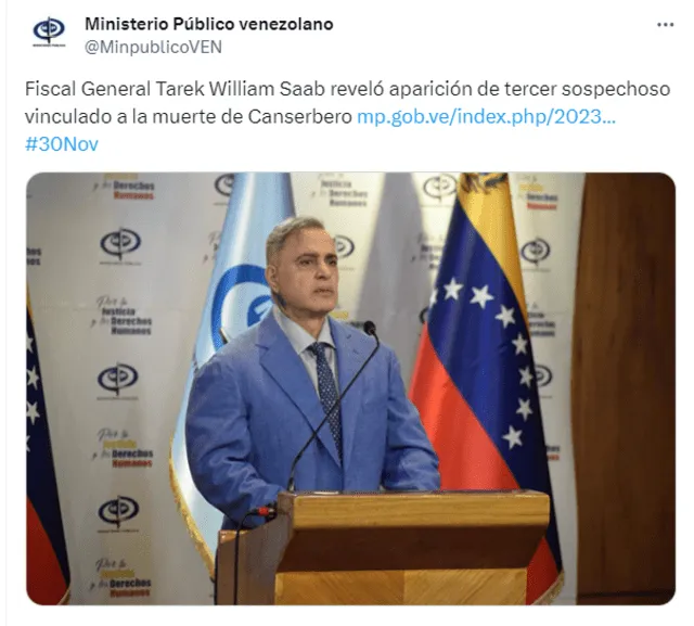 La Fiscalía anunció la aparición de un nuevo sospechoso. Foto: Ministerio Público Venezolano/X