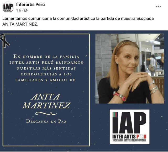 Falleció la actriz Anita Martínez