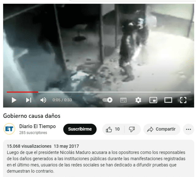 Pantallazo del video publicado en 2017 que se está difundiendo en Perú durante el Paro Nacional del 2023. Foto: YouTube