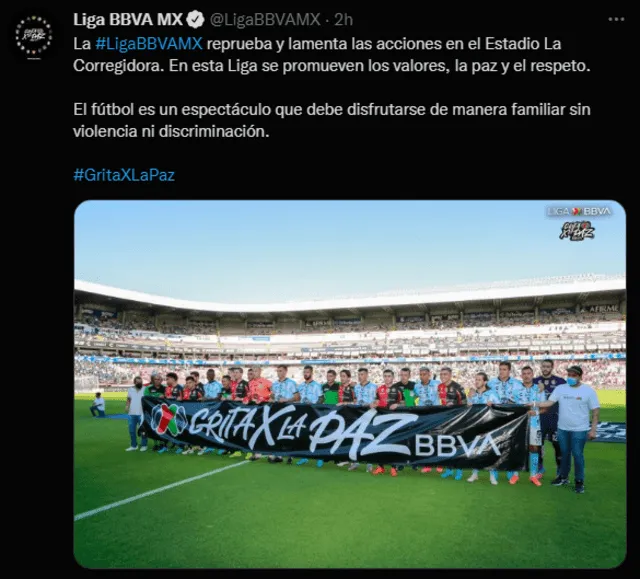 Liga MX se manifestó tras lo actos vandálicos. Foto: Liga MX twitter