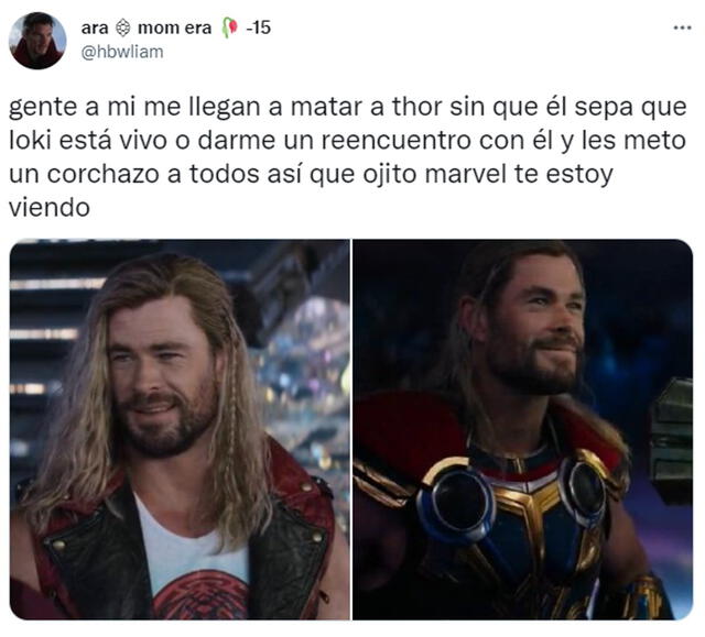 Fans comentan sobre el supuesto guiño a la muerte de Thor en "Love and thunder". Foto: captura de Twitter