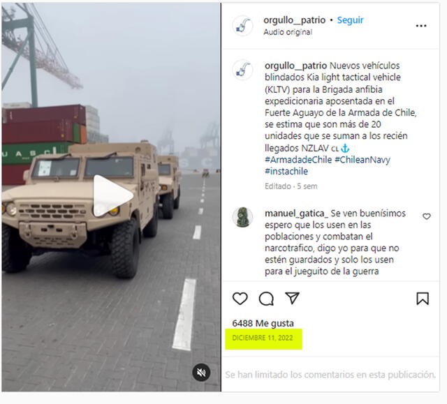 Video de diciembre de 2021. Foto: captura en Instagram / Modern Armies.