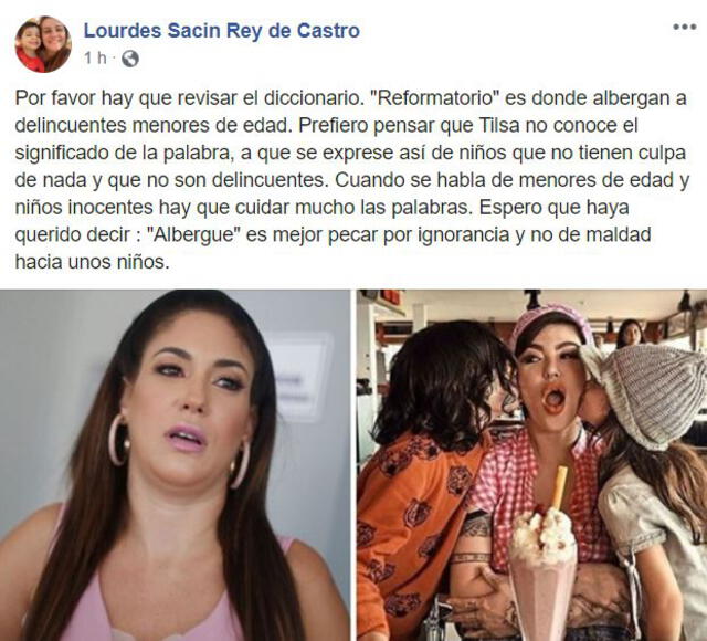 Lourdes Sacín critica a Tilsa Lozano