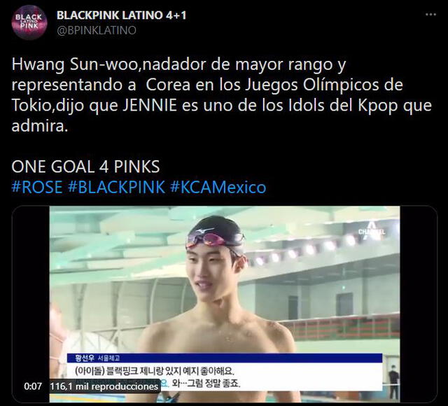 Atleta de Corea del Sur en Juegos Olímpicos Tokio 2020 se declaró fan de Jennie de BLACKPINK. Foto: captura Twitter