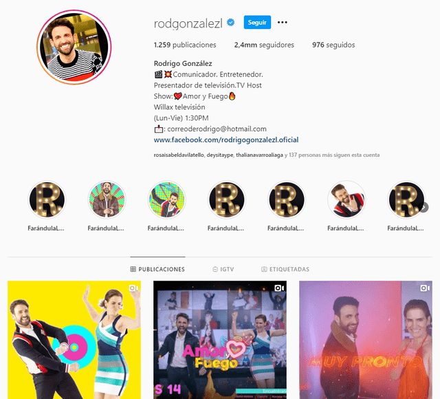 Instagram de Rodrigo González.