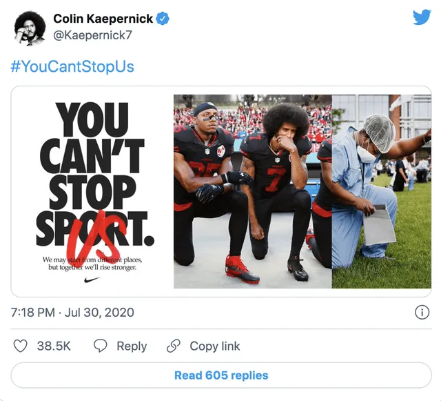 Colin Kaepernick no pudo regresar a la élite del deporte después de la manifestación "Take a knee"